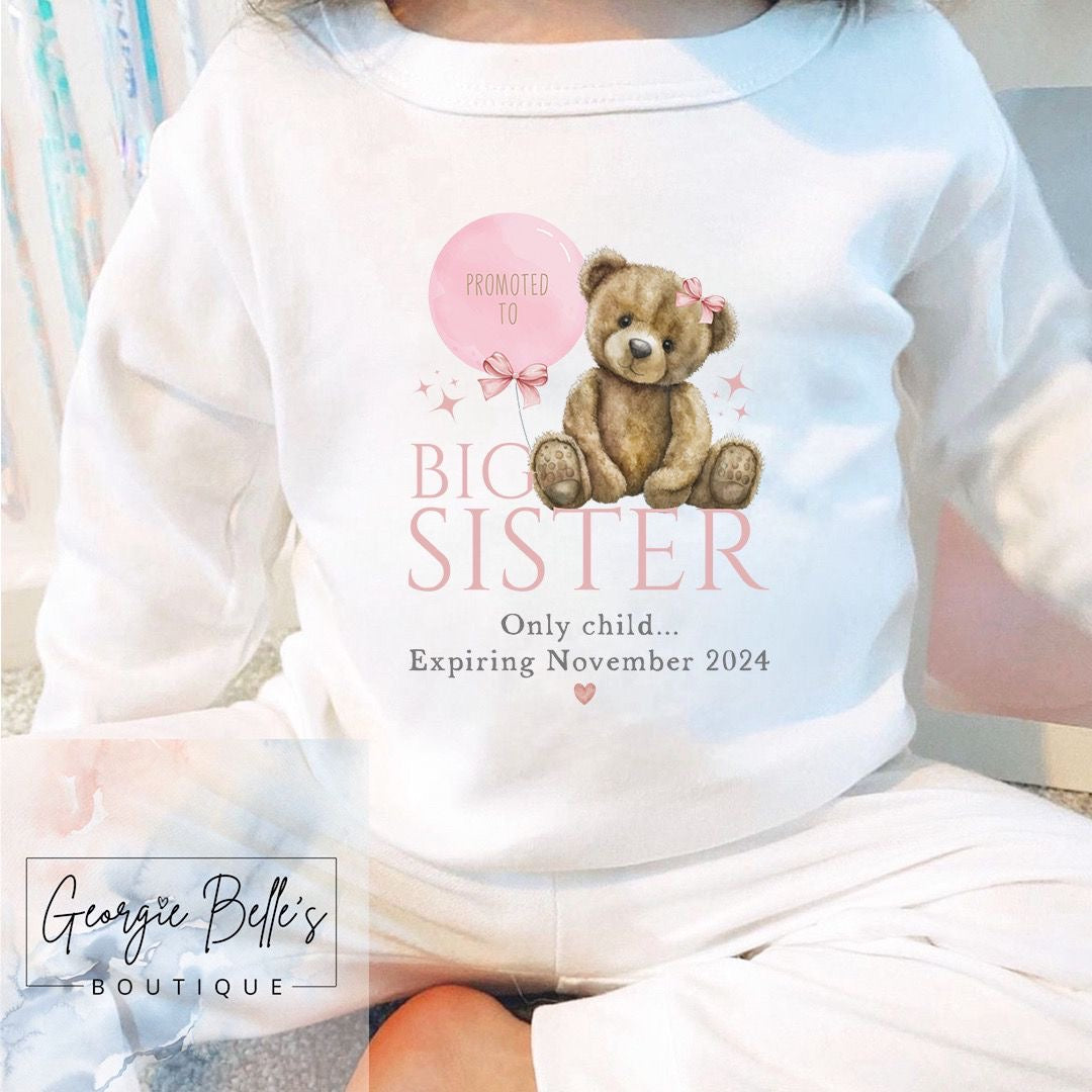 Big Sister Announcement Personalised Pyjamas Bear Design