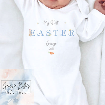 My 1st Easter Personalised Vest / Babygrow - Blue Design