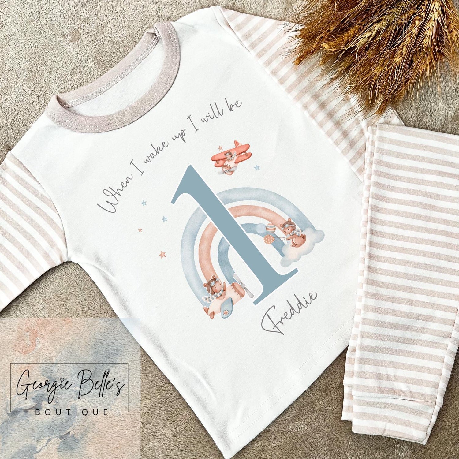 Personalised Birthday Pyjamas -  Aeroplane Design