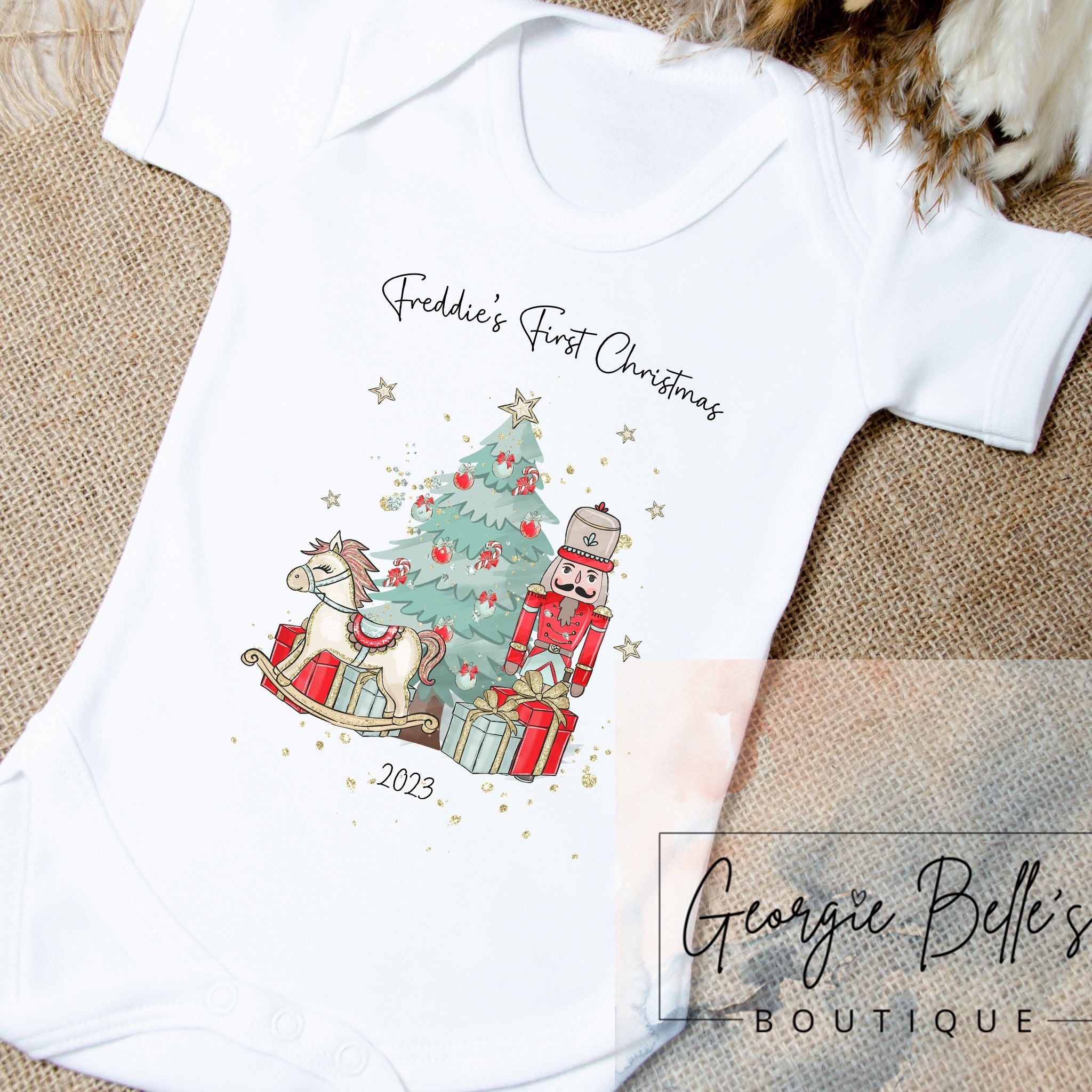 My 1st Christmas Vest / Babygrow - Traditional Red Nutcracker Inspired Design