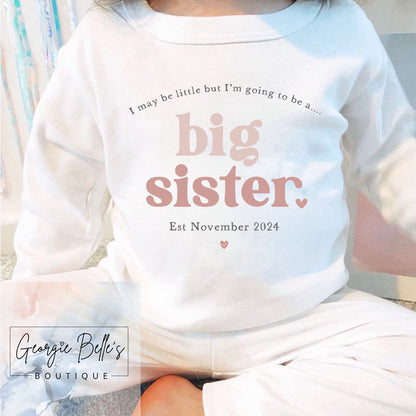 Big Sister Announcement Personalised Pyjamas - Nude/Pink Design