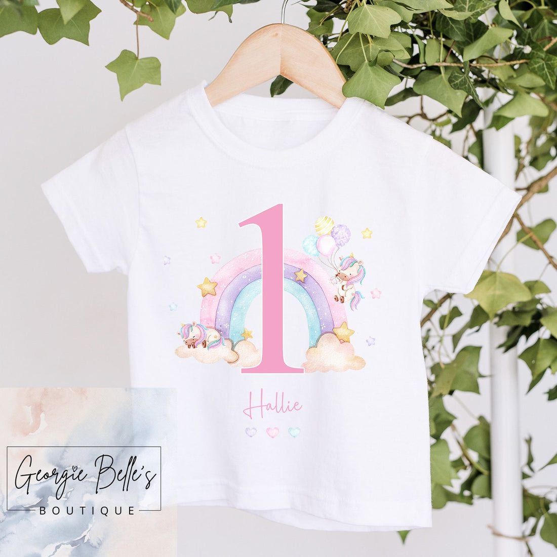 Birthday T-Shirt - Pastel Rainbow Design