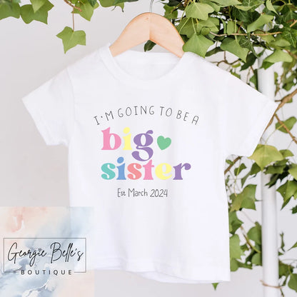 Big Sister Announcement T-Shirt - Pastel Design