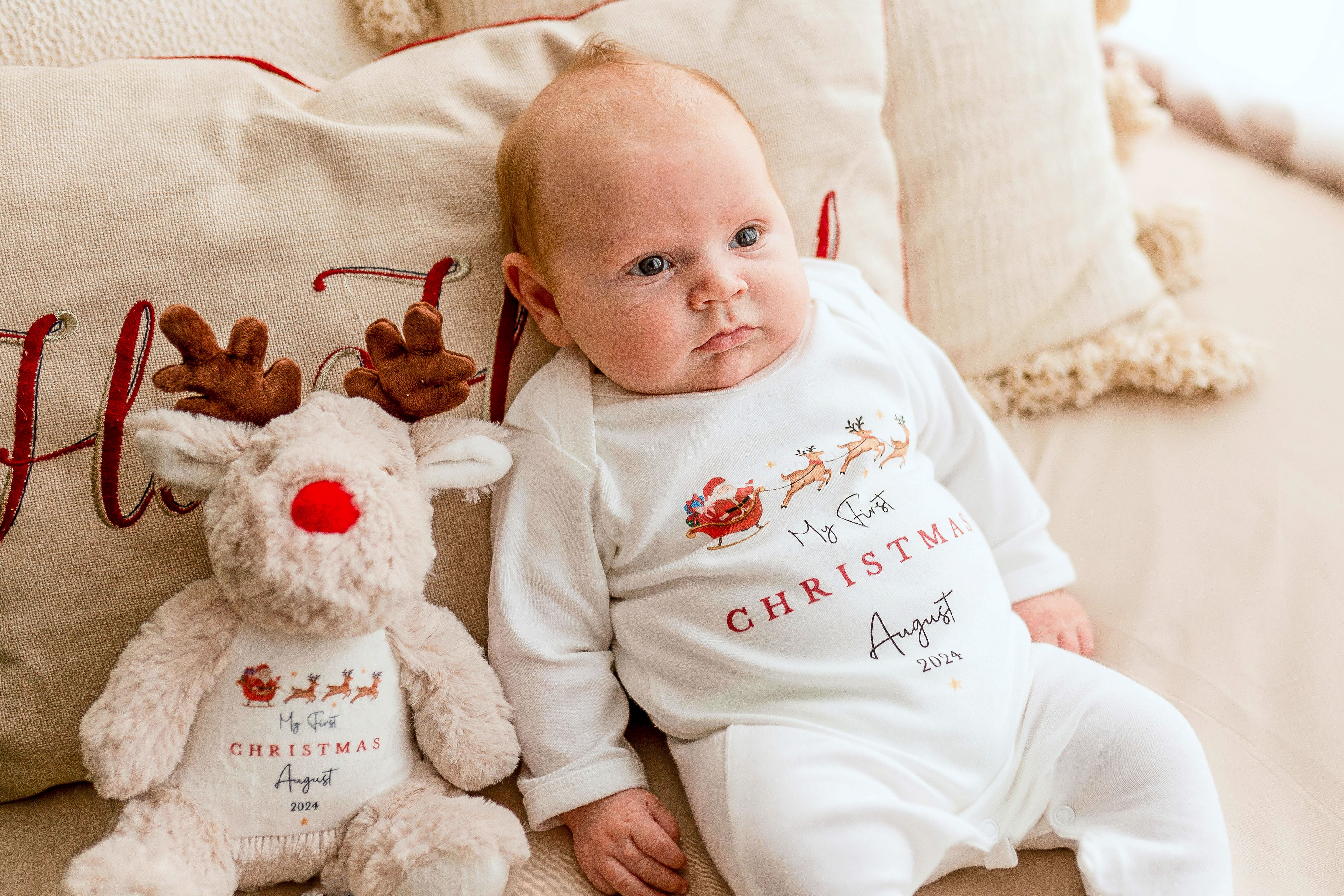 My 1st Christmas Personalised Baby Vest / Babygrow - Santa Sleigh Design