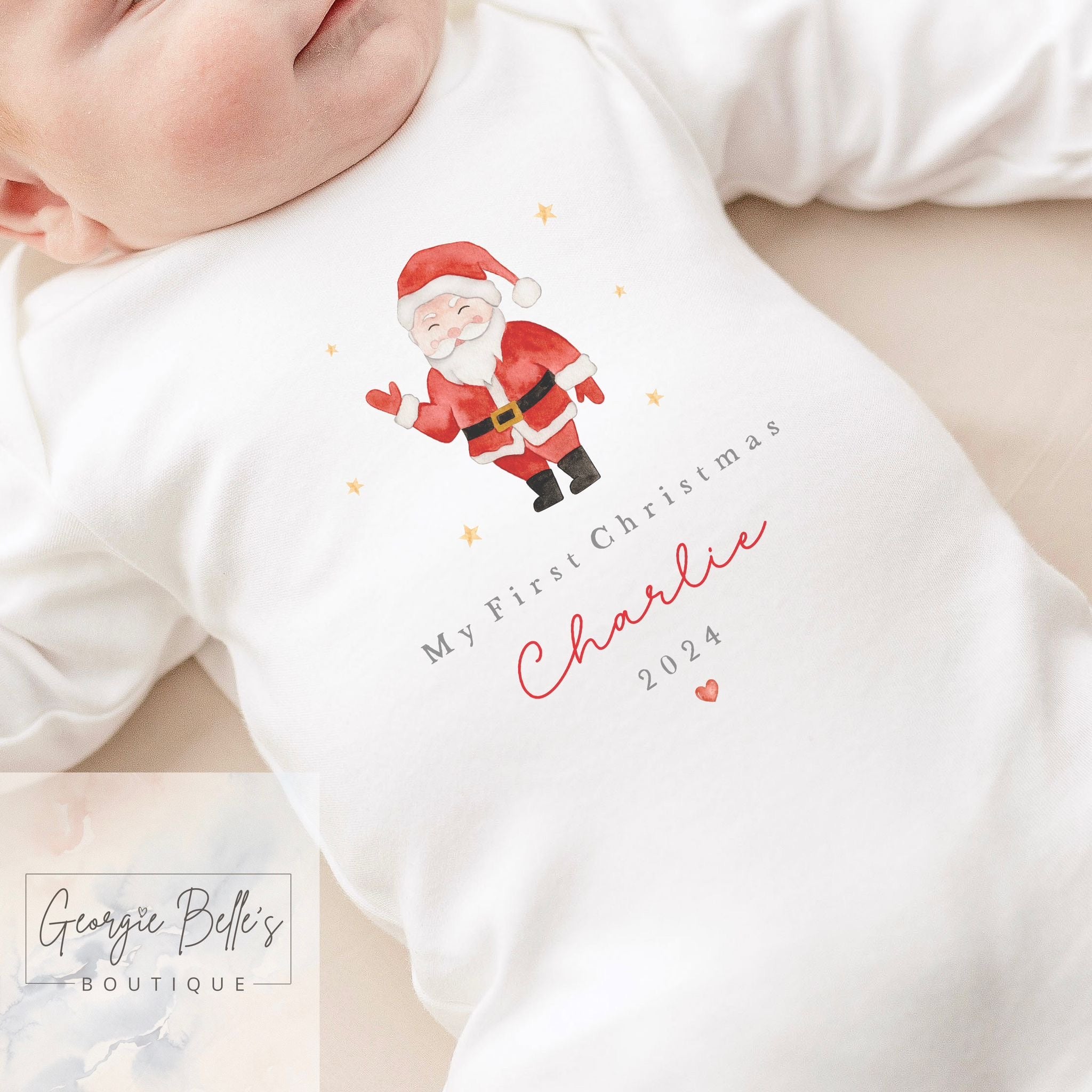 My 1st Christmas Personalised Baby Vest / Babygrow - Santa Design