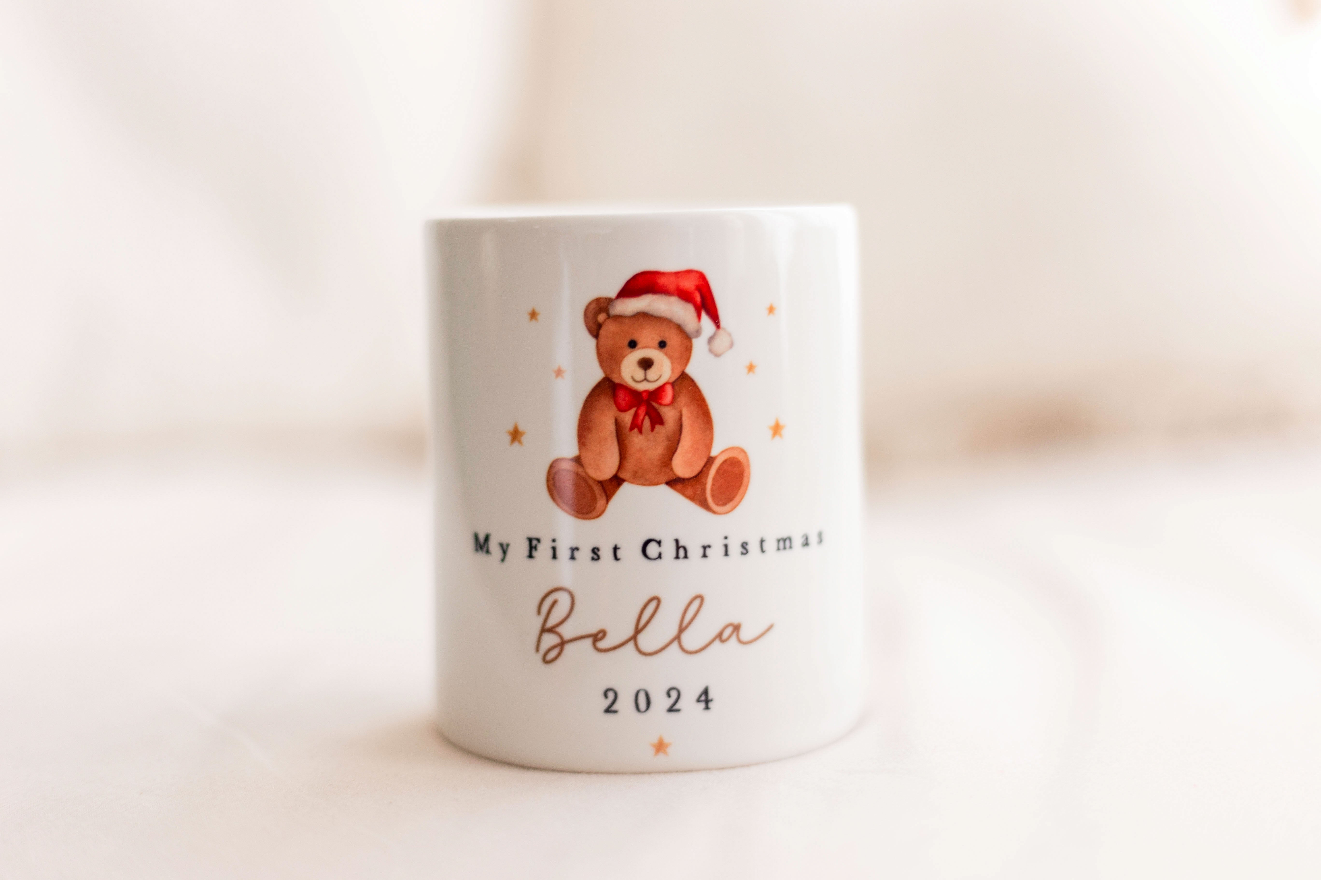 My 1st Christmas Personalised Baby Vest / Babygrow - Georgie Belle’s Bear Red Design