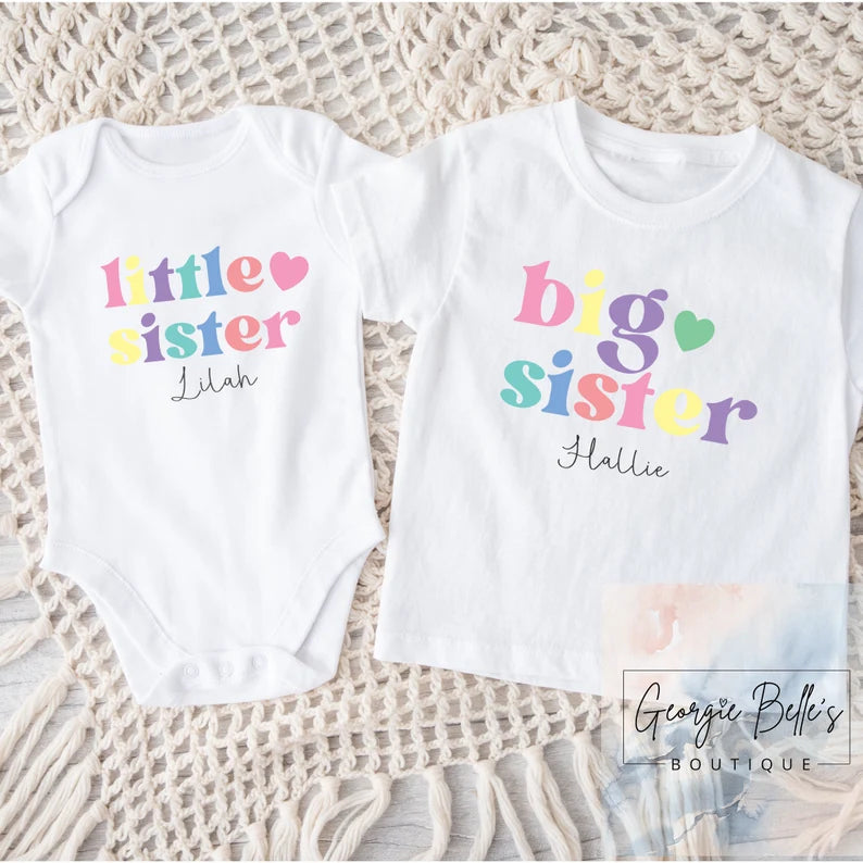 Personalised Big Sister / Little Sister Matching Set - Pastel Design
