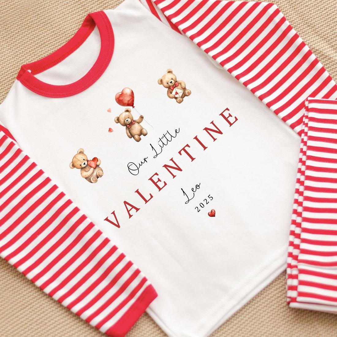 Personalised Valentines Pyjamas - Our Little Valentine Trio Design