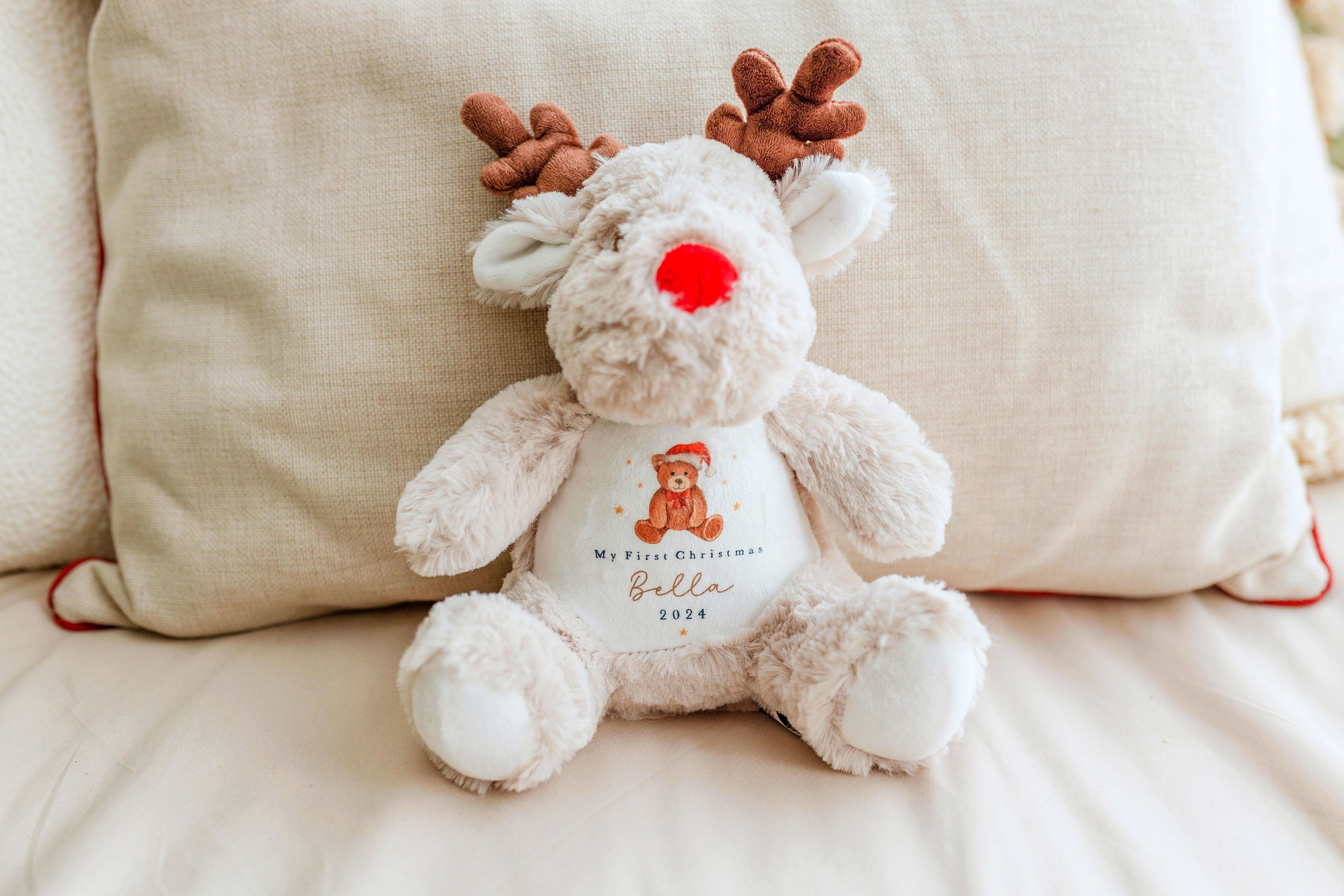 My 1st Christmas Personalised Baby Vest / Babygrow - Georgie Belle’s Bear Red Design