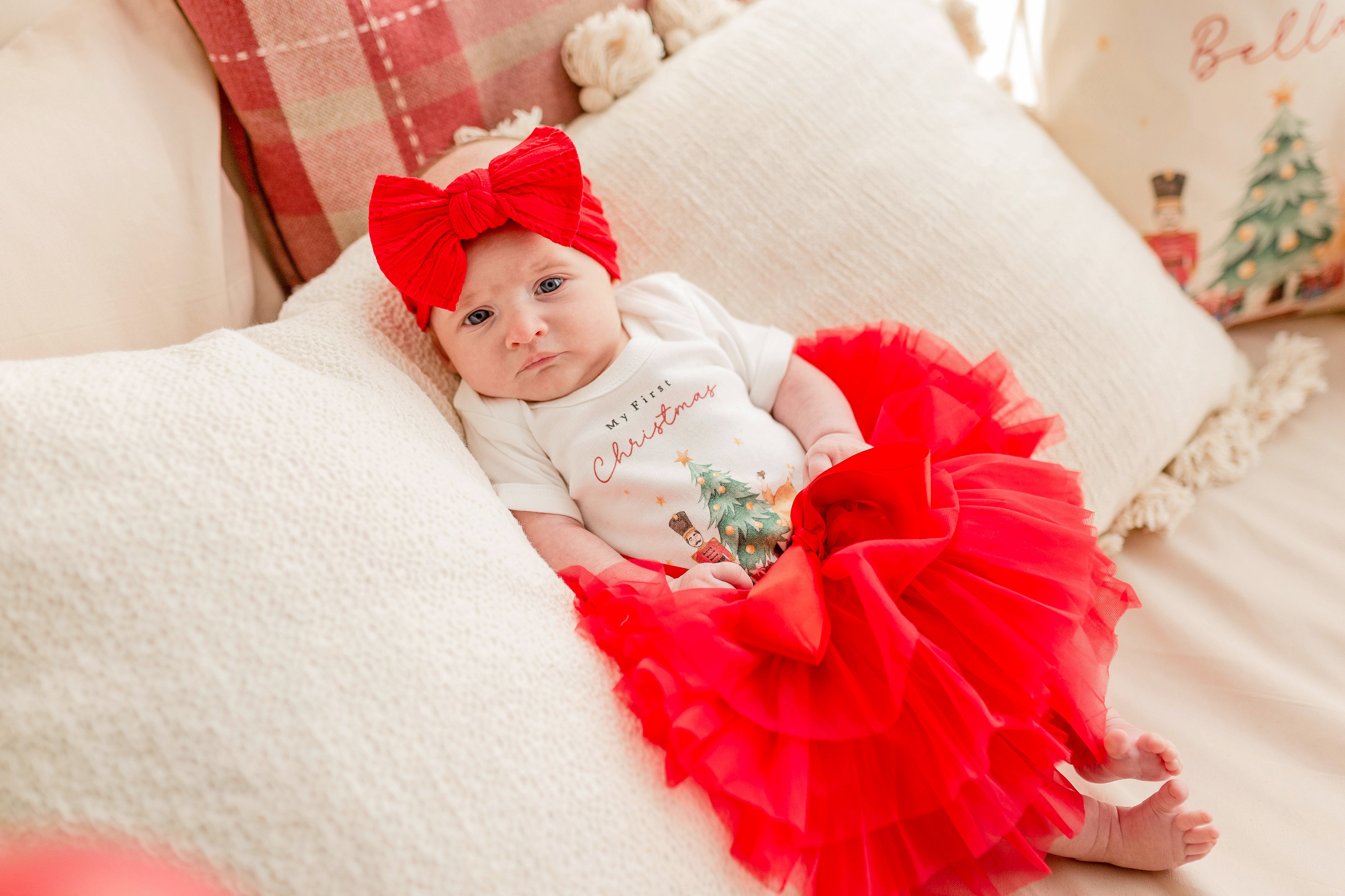 Personalised Christmas Luxury Red Tutu Set with Vest - Traditional Red Nutcracker Design