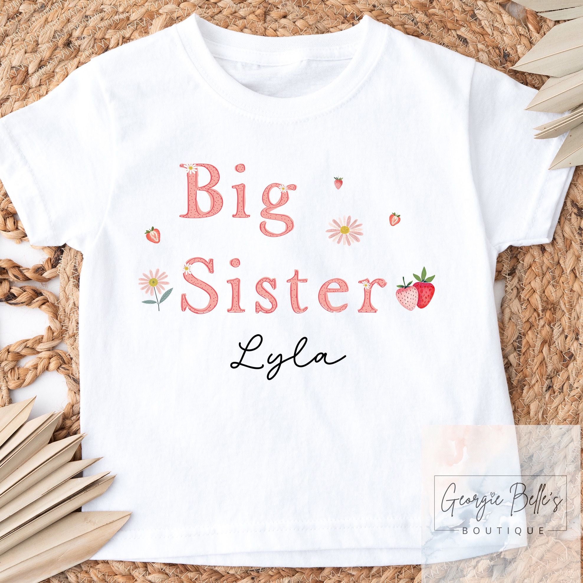 Big Sister Announcement T-Shirt -Strawberry Design