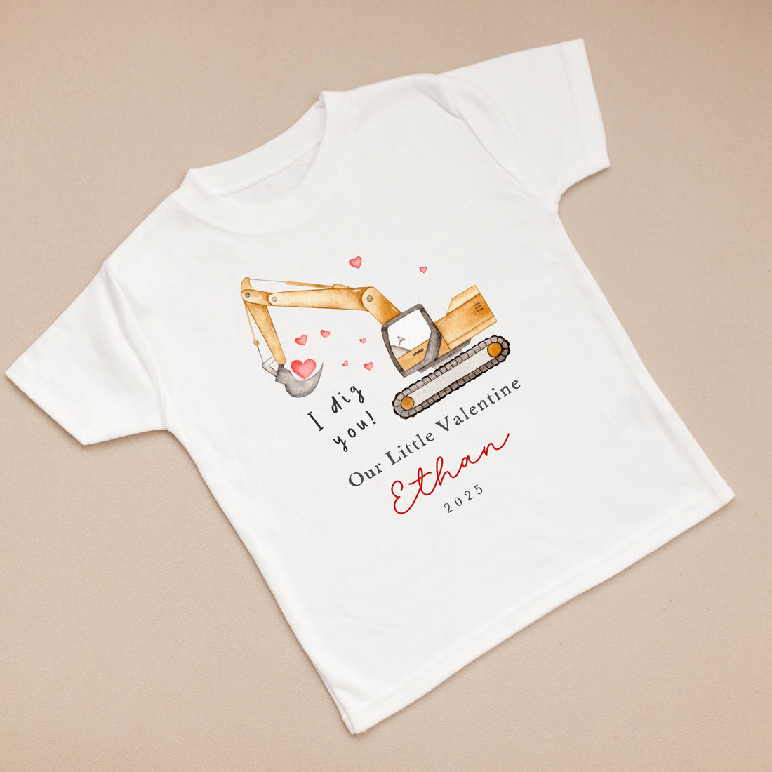 Personalised Valentines T-shirt - Digger Heart Design