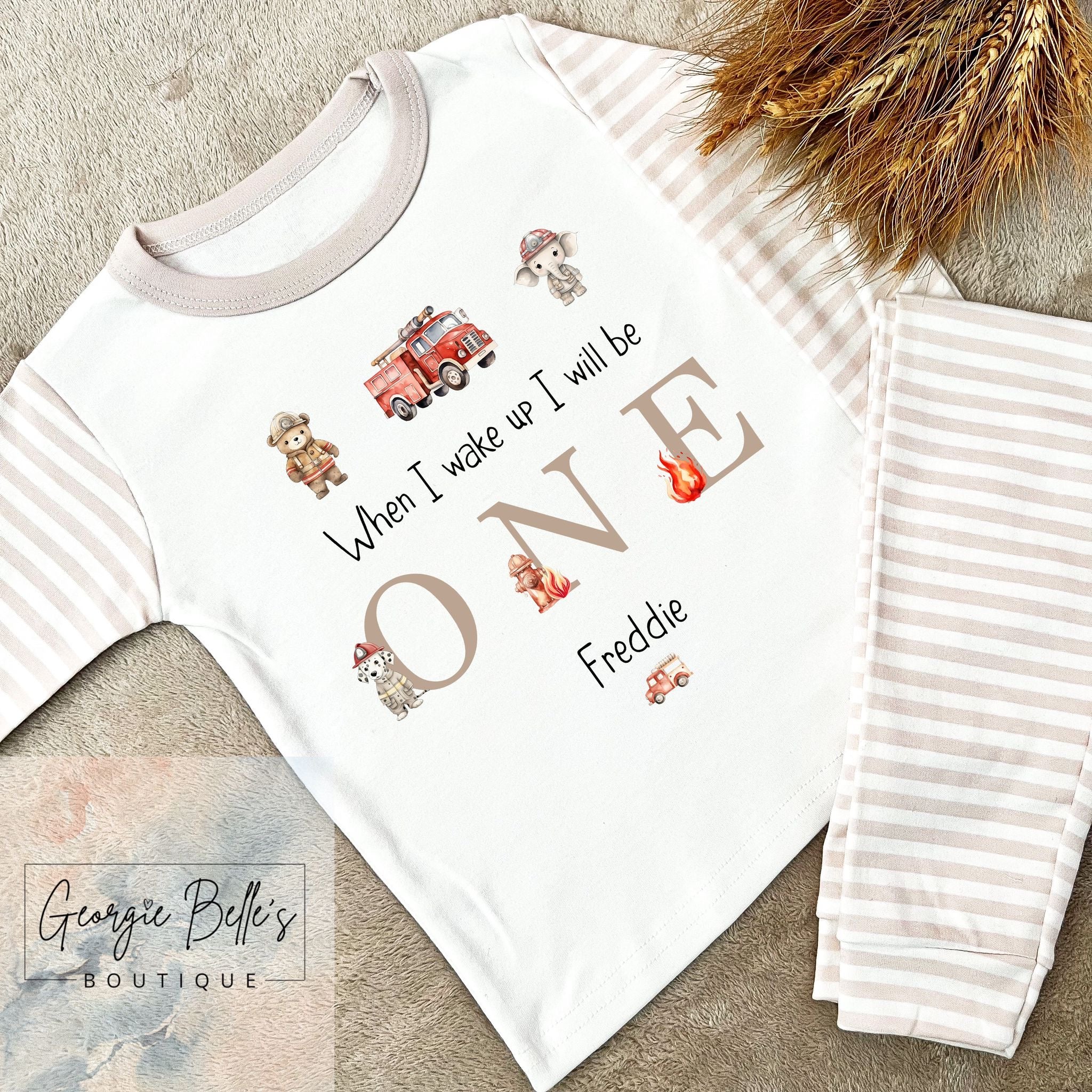 Personalised Birthday Pyjamas - Fire Engine Design