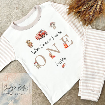 Personalised Birthday Pyjamas - Fire Engine Design