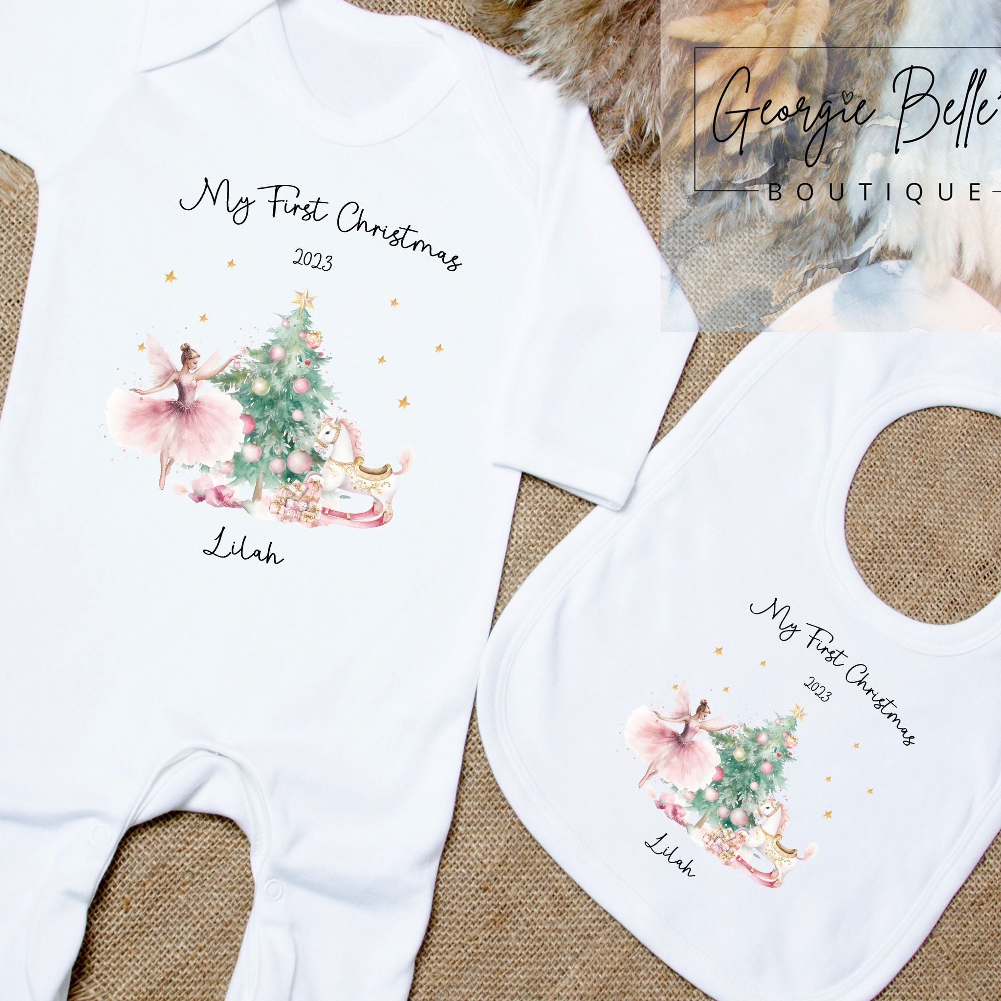 My 1st Christmas Vest / Babygrow - Pink Nutcracker Inspired Design