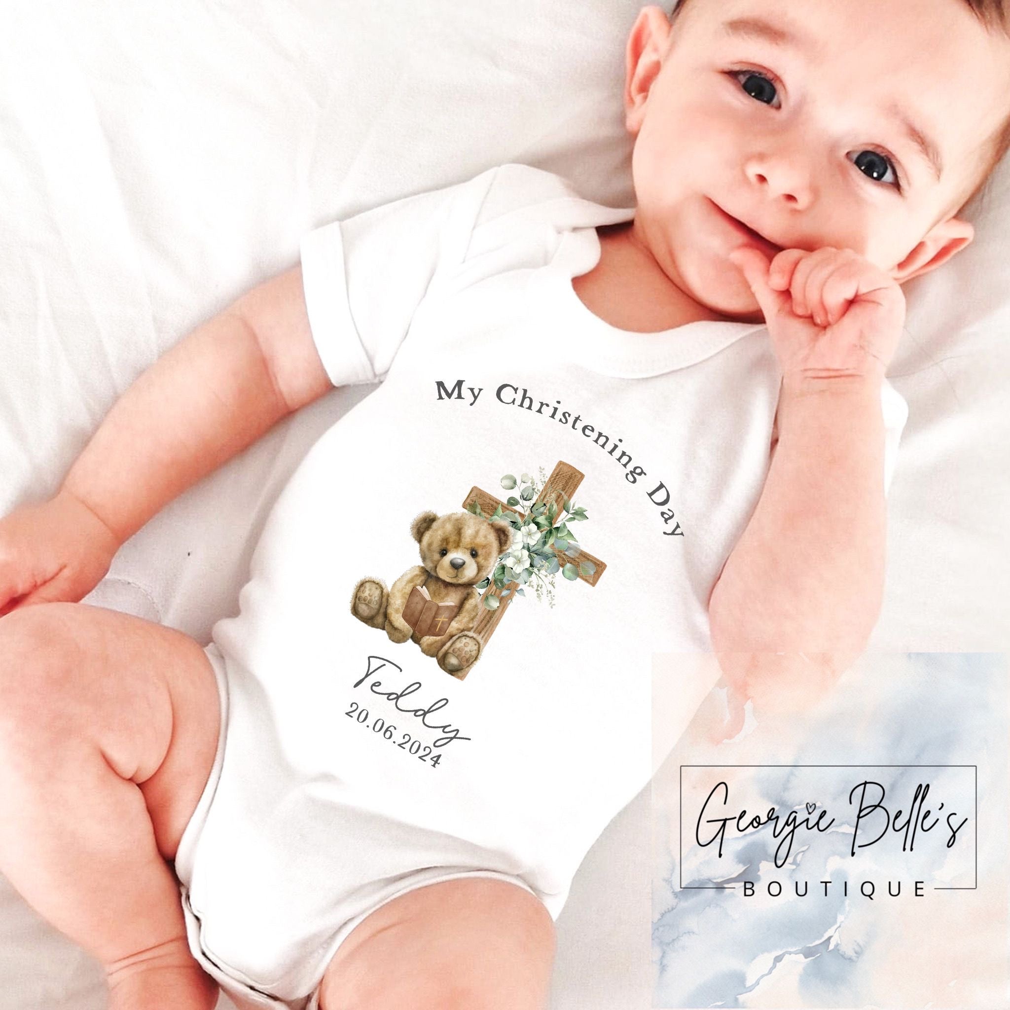 Christening Baby Gift Set - Bear Cross Design