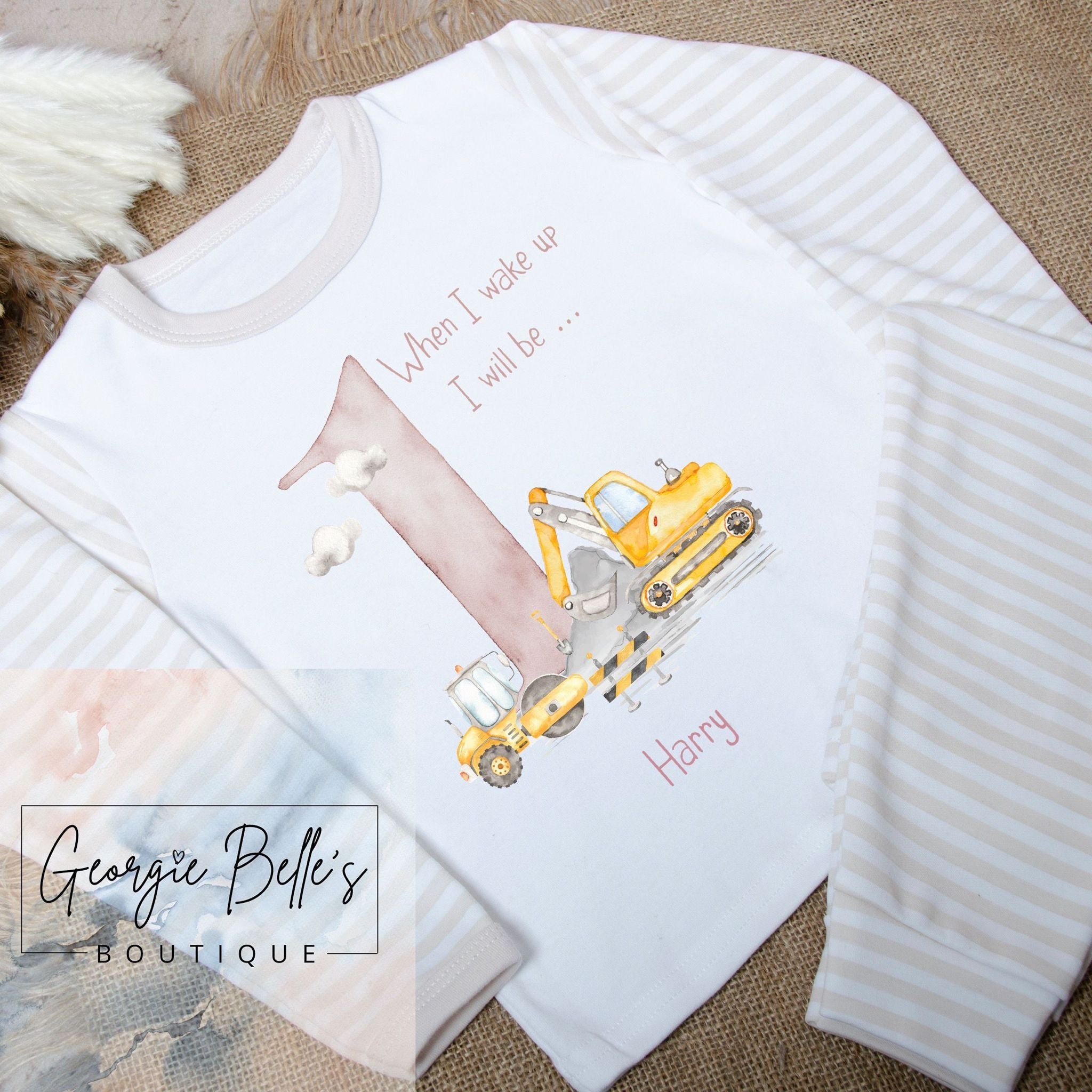 Personalised Birthday Pyjamas - Digger Design