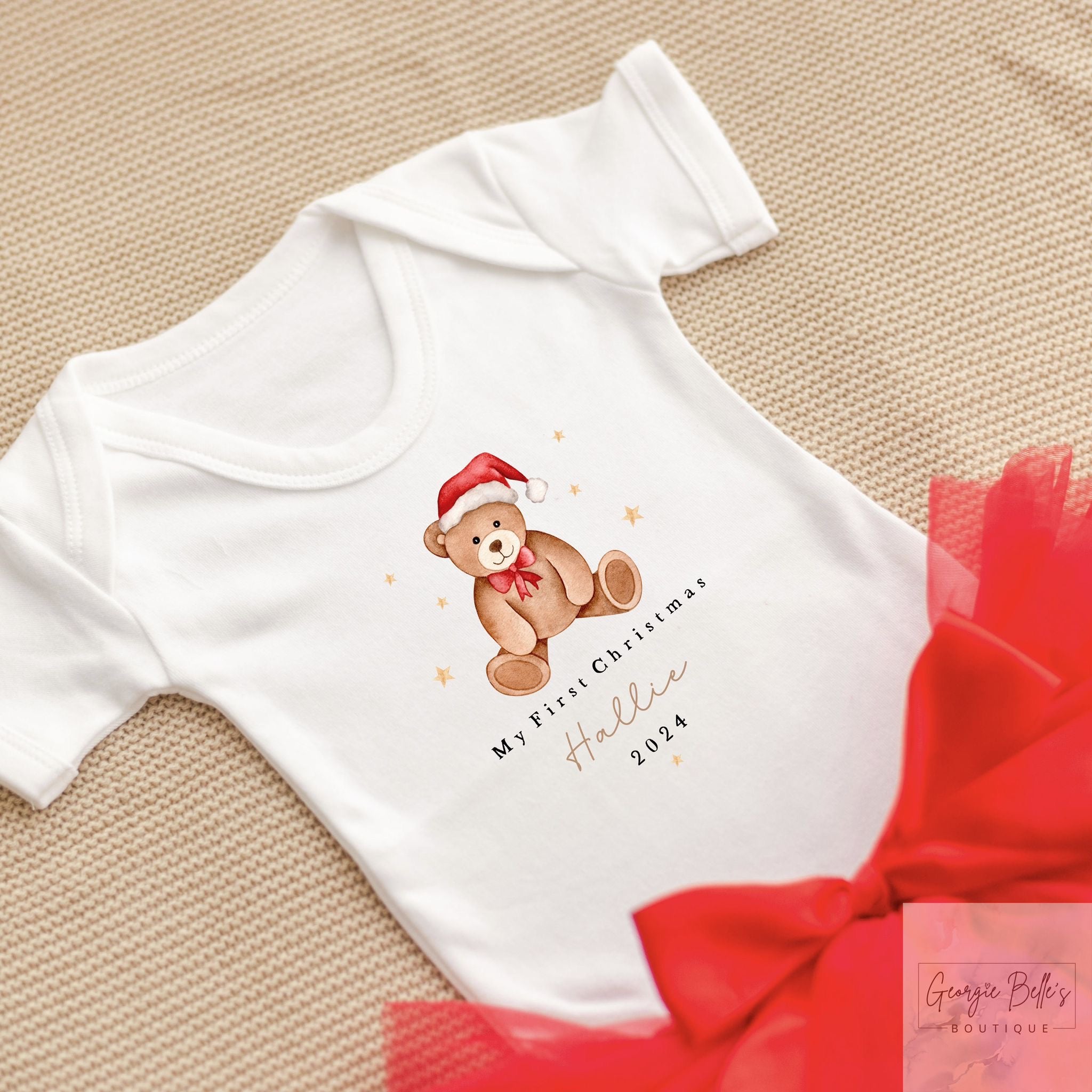 Personalised Christmas Luxury Red Tutu Set with Vest - Georgie Belle’s Bear Design