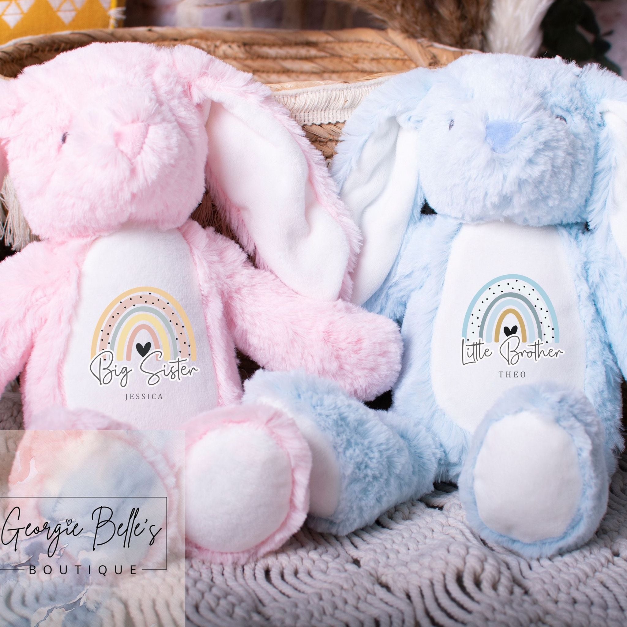 Little Brother Bunny Soft Toy - Blue