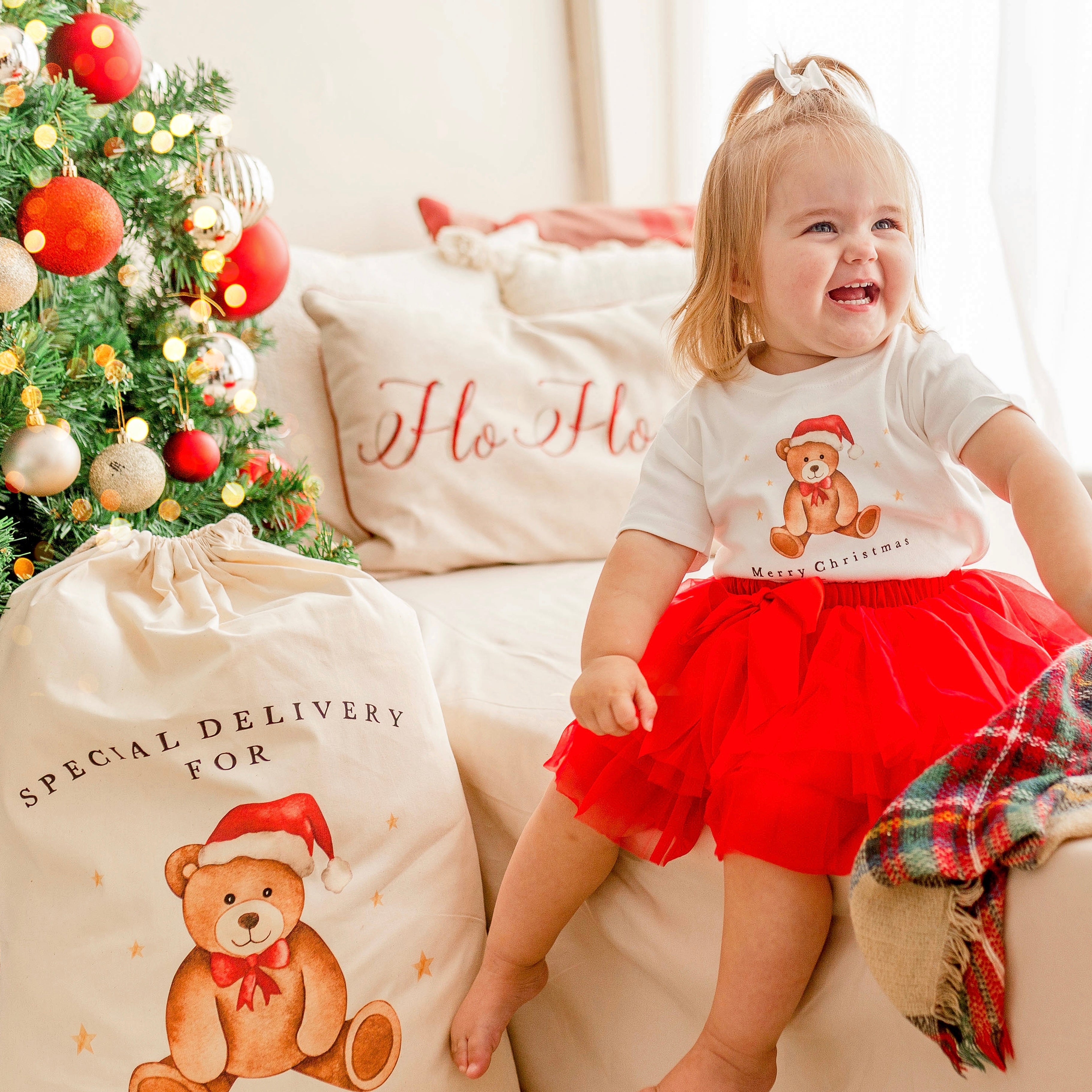 Personalised Christmas Luxury Red Tutu Set with T-Shirt - Georgie Belle’s Bear Design