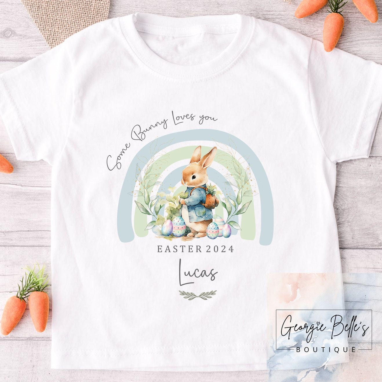 Easter T-Shirt - Blue Some Bunny Design