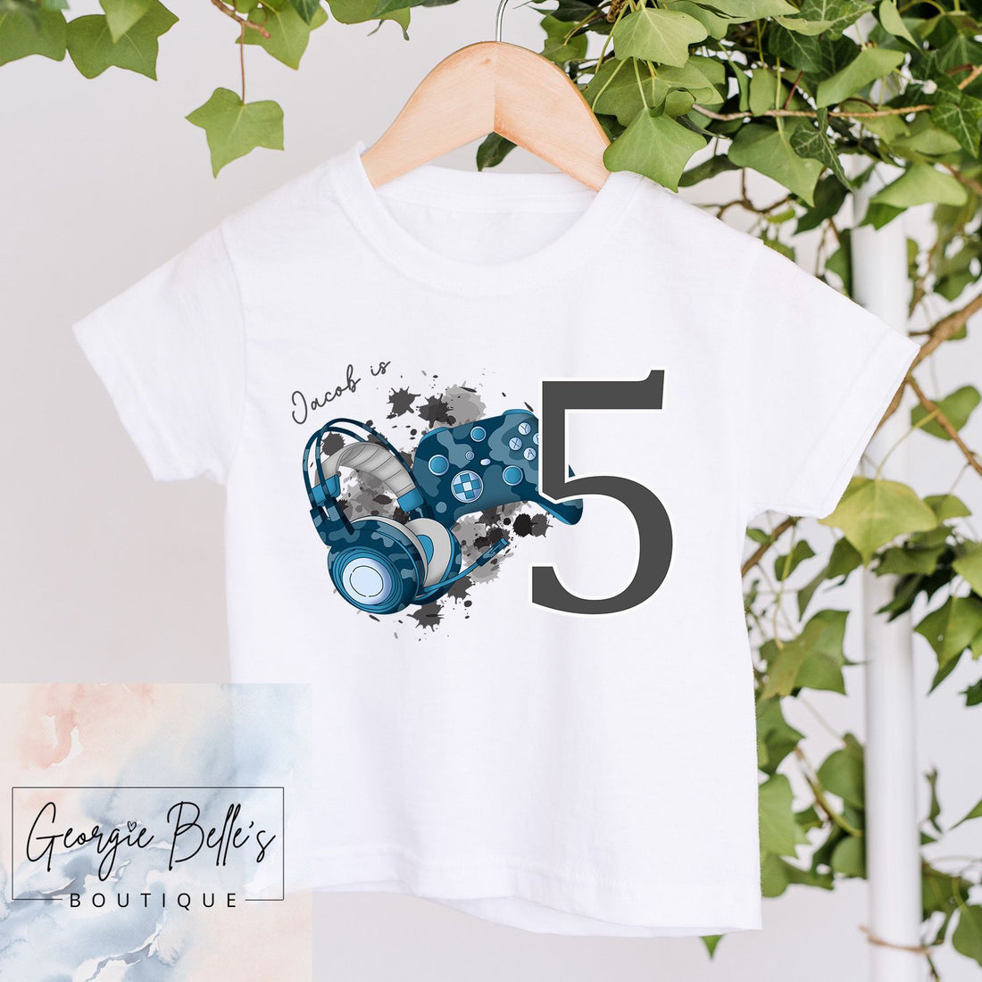 Birthday T-Shirt - Blue Gaming Design