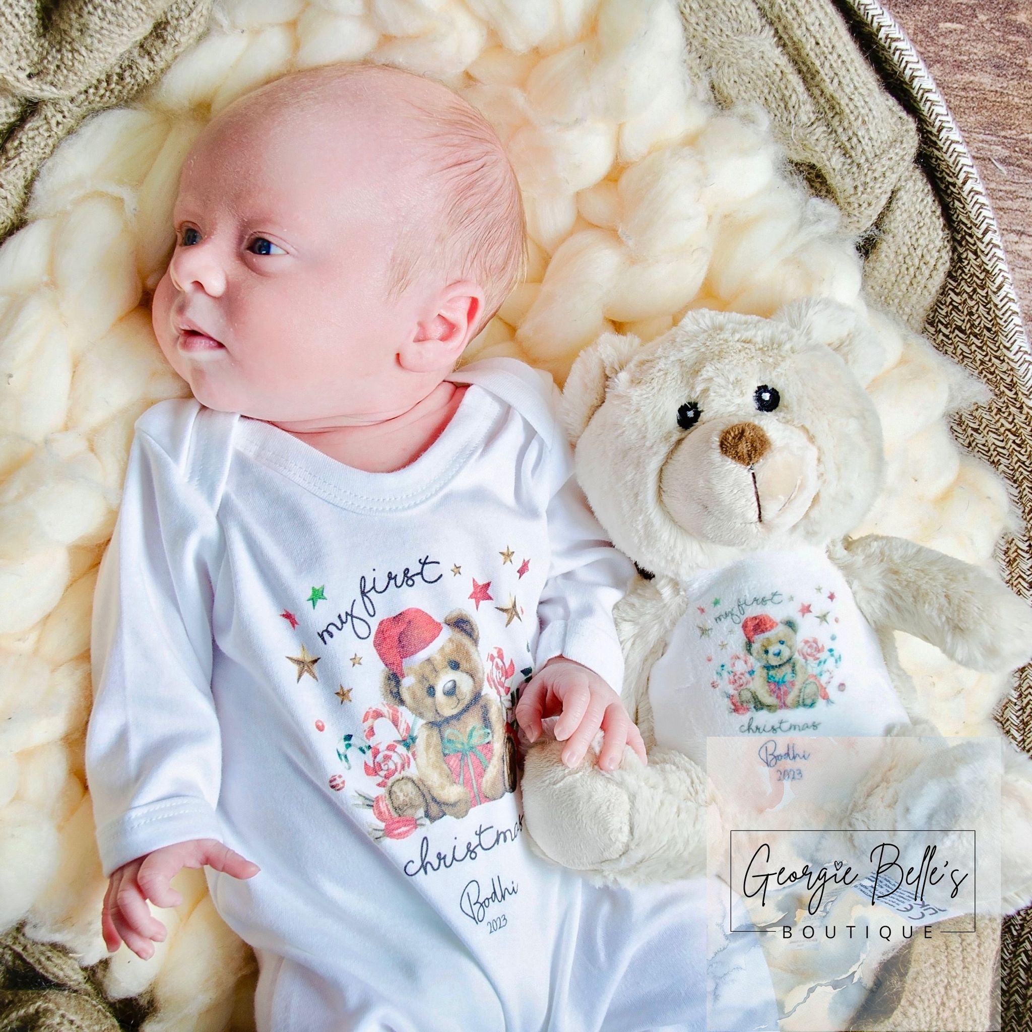 My 1st Christmas Vest / Babygrow - Teddy Bear Design