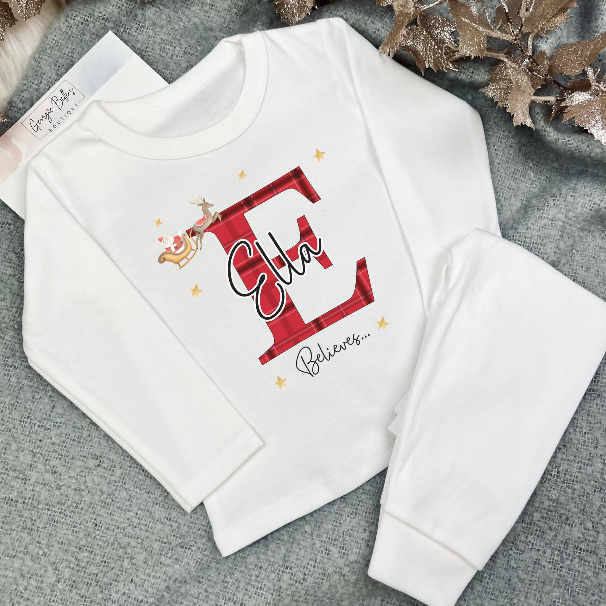 Family Matching Christmas ‘Believe’ Personalised Unisex Pyjamas