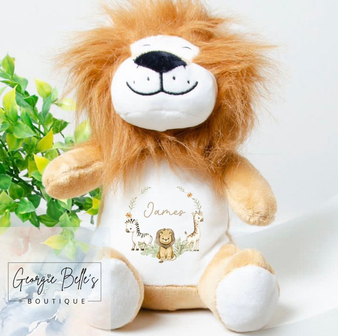 Safari Design Wreath Personalised Giraffe Soft Toy