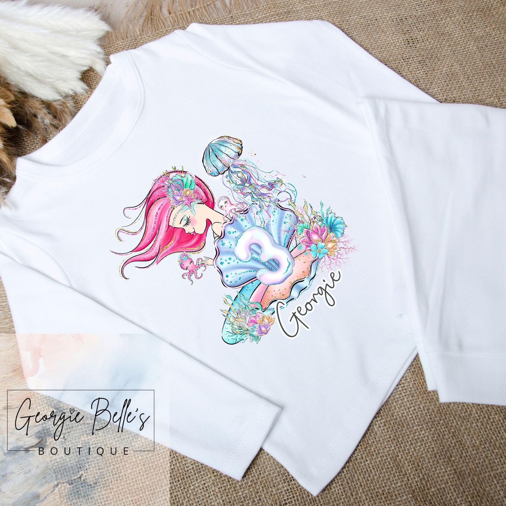 Personalised Birthday Pyjamas - Mermaid Clam Design