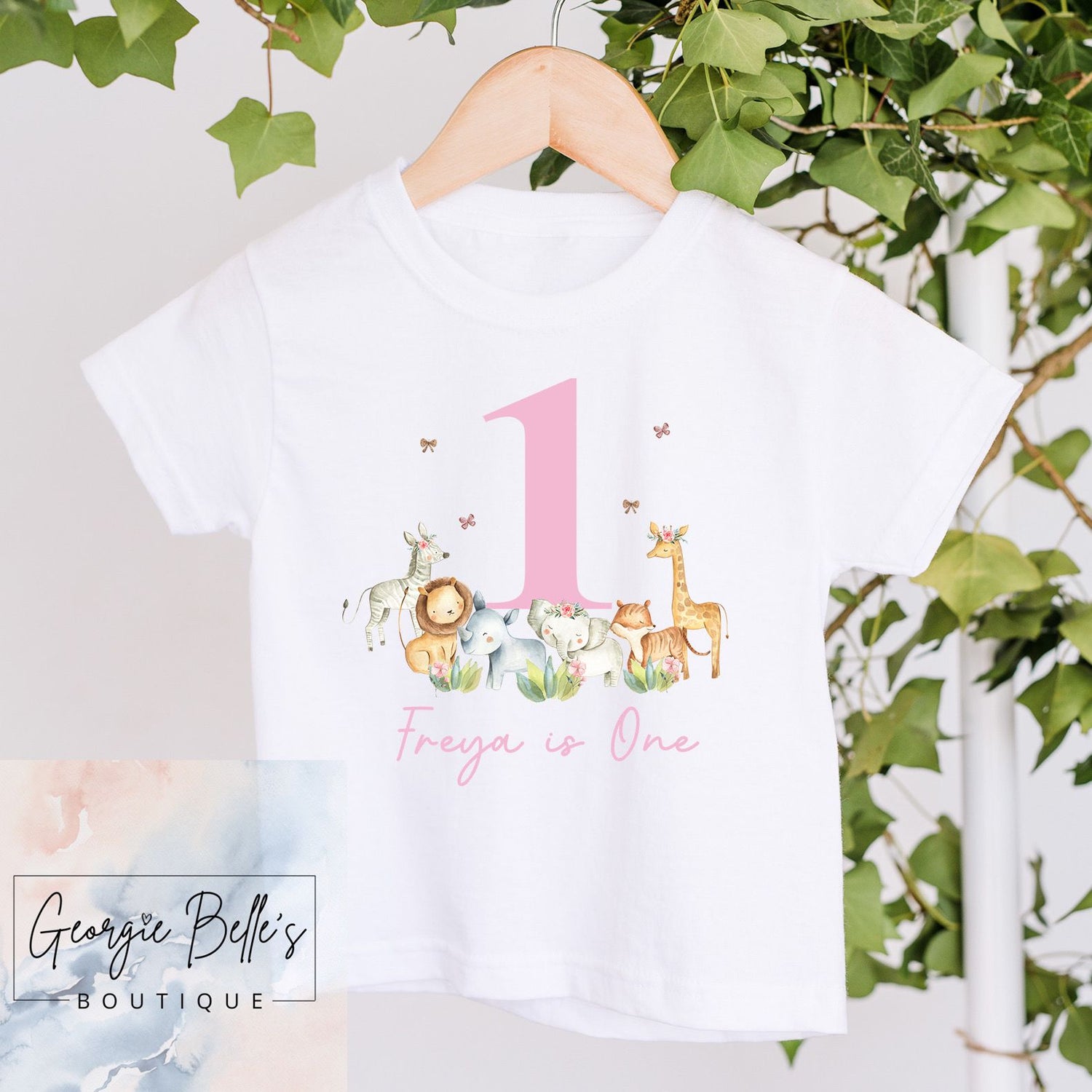 Birthday T-Shirt - Pink Safari Design