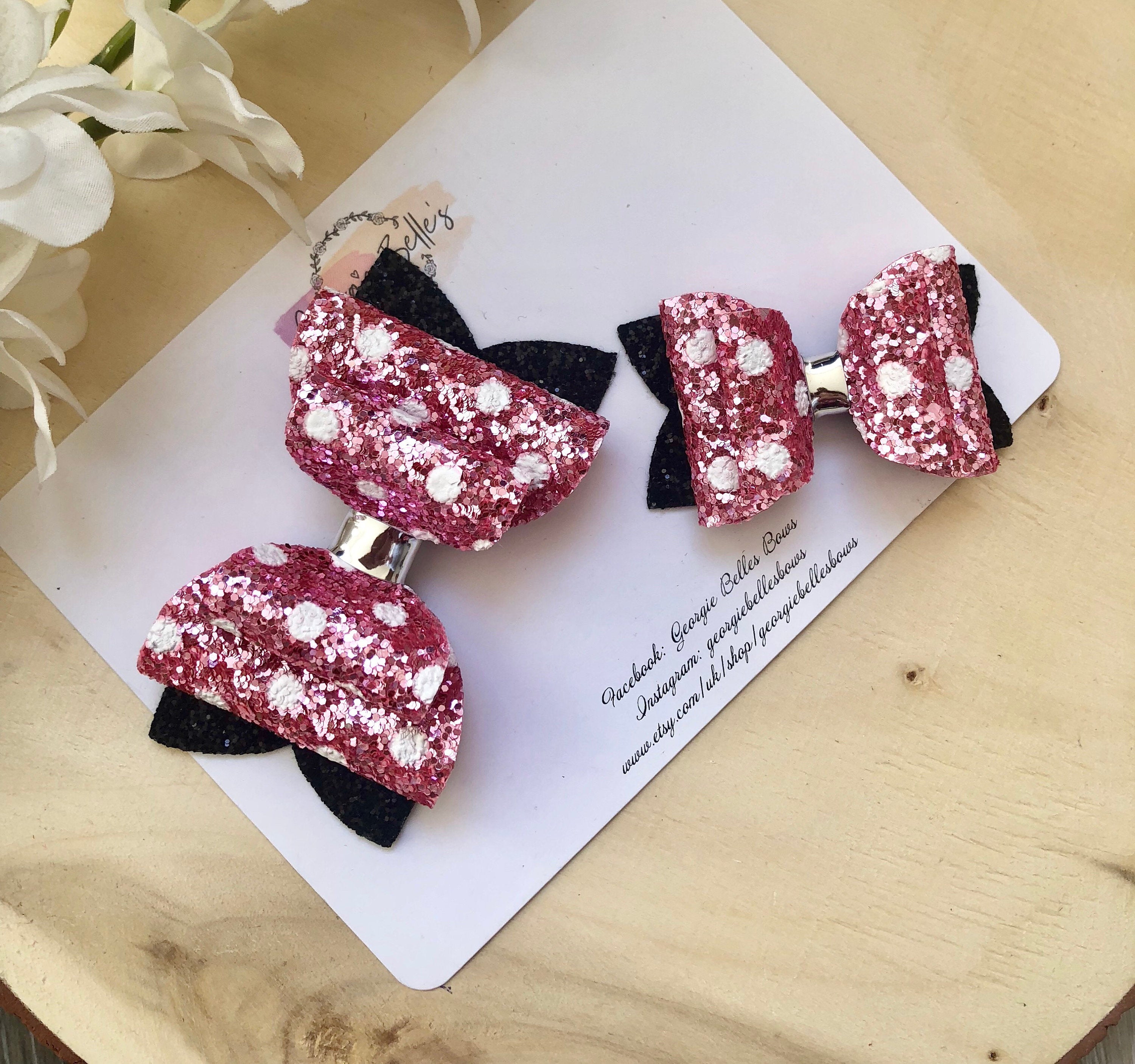 Minnie Mouse Glitter Hair Bow