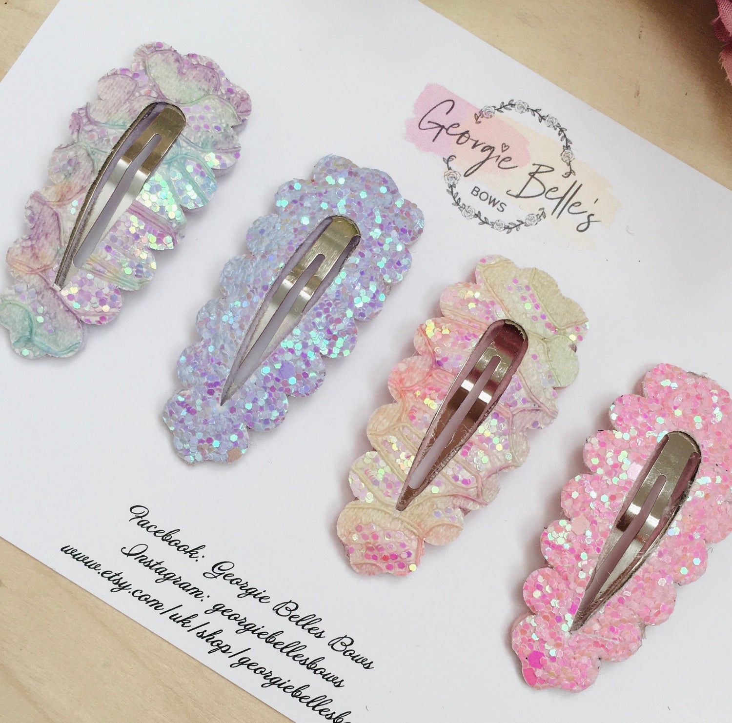 Pastel Glitter Snap Clip Set