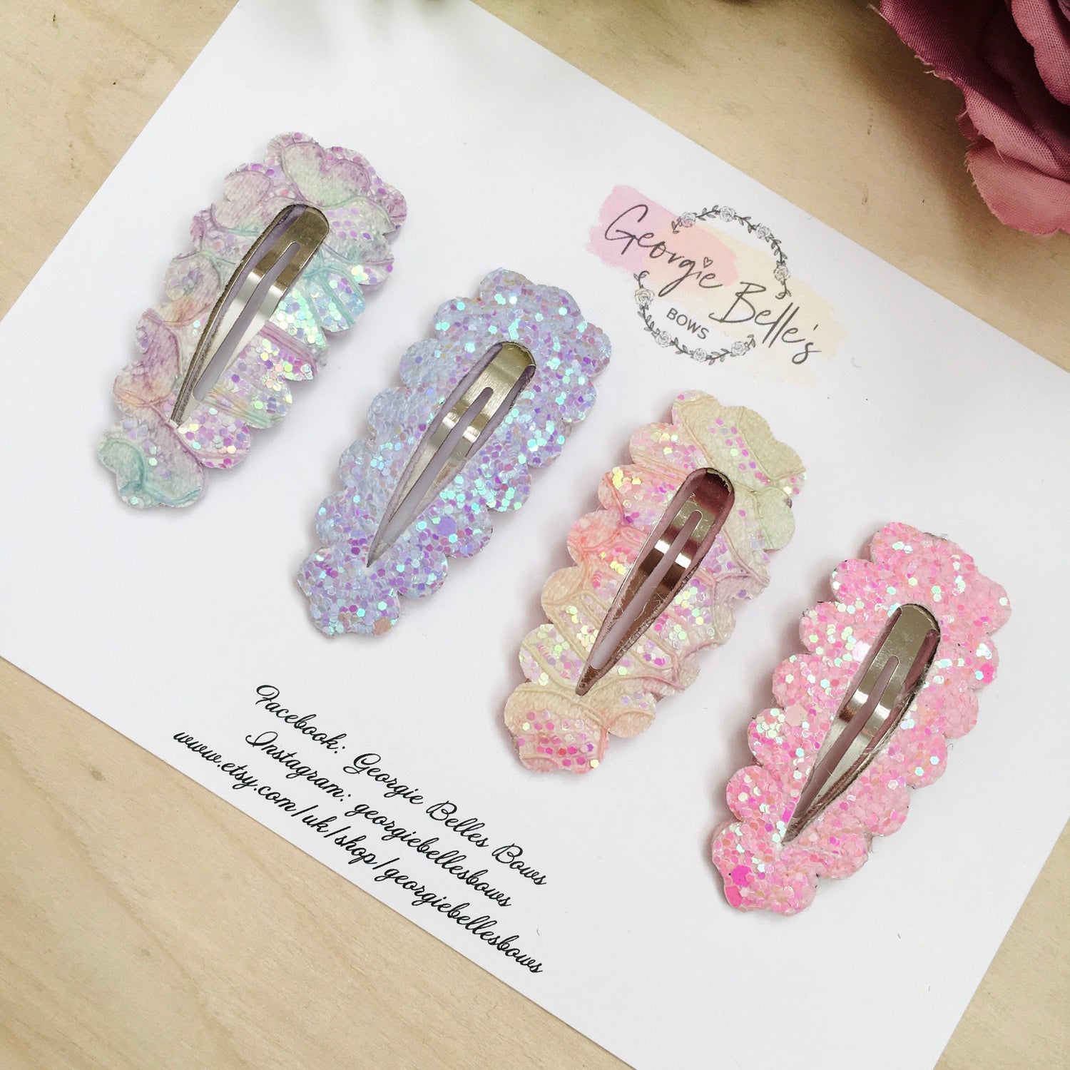 Pastel Glitter Snap Clip Set