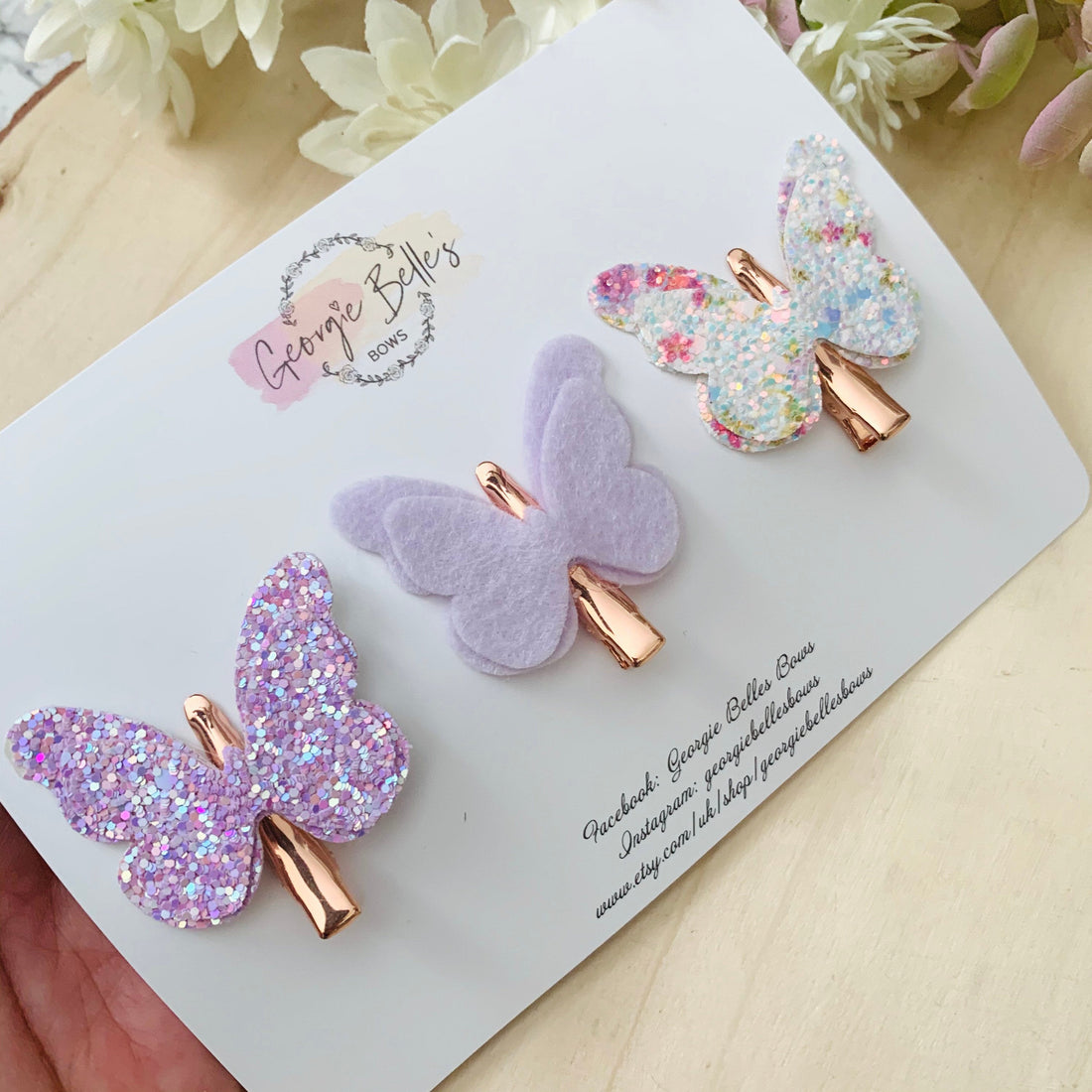 Lilac Butterfly Hair Clips