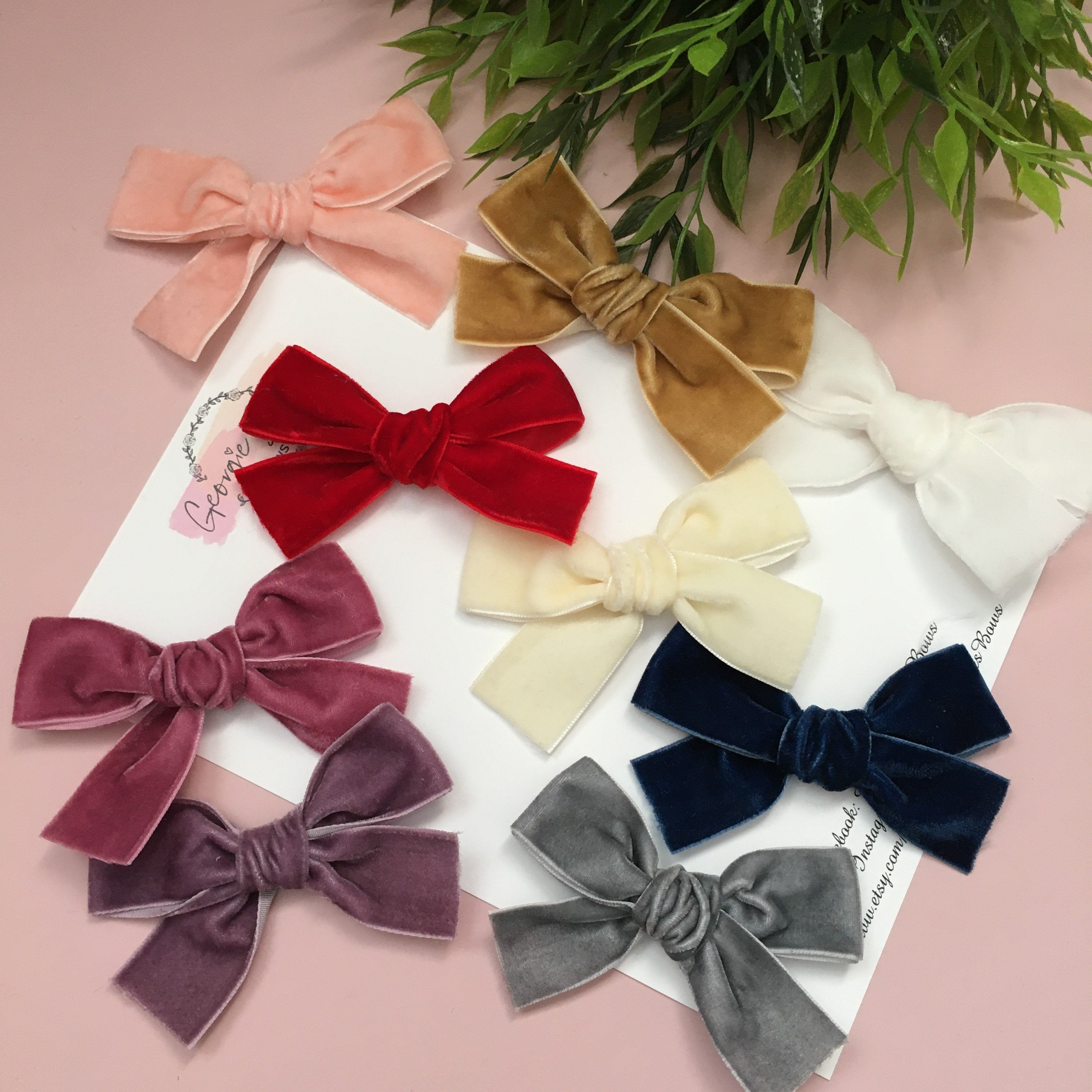 Velvet hair bow, hair bows, baby headband, baby girl bows, autumn hair bows