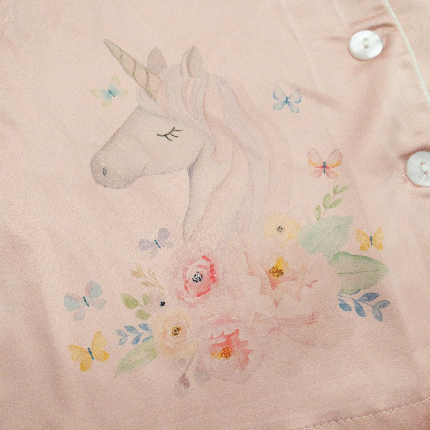 Pink Luxury Personalised Satin Pyjamas - Unicorn Design