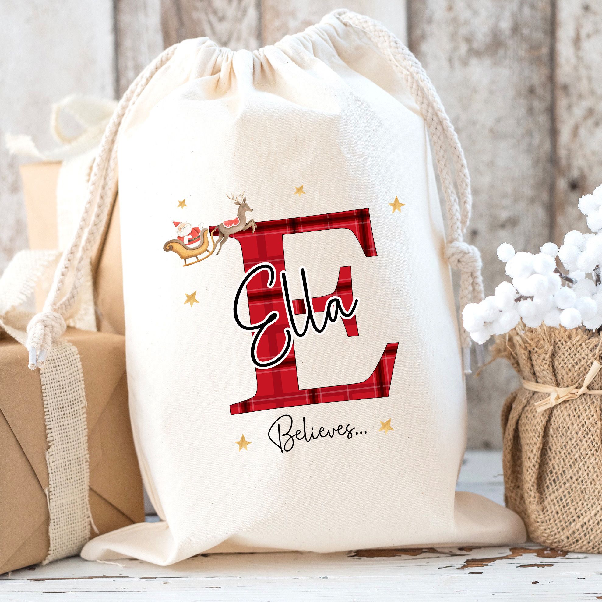 Luxury Personalised Premium Cotton Extra Large Christmas Sack - Believes Design