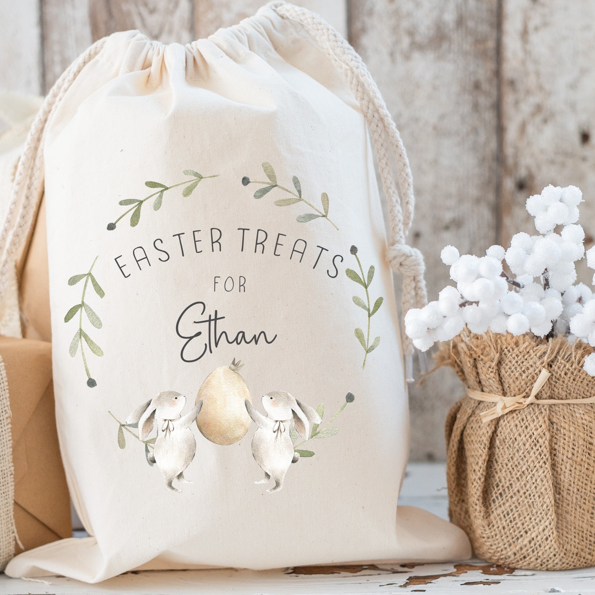 Boys Personalised Easter Wreath Treat Sack