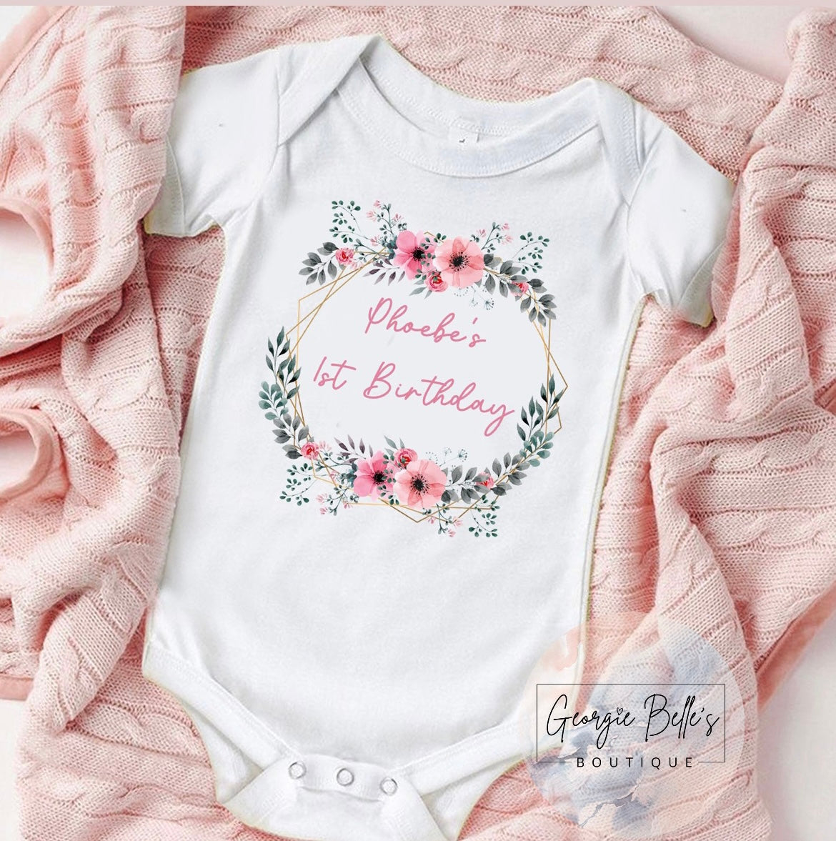 Floral Wreath Personalised Birthday Vest