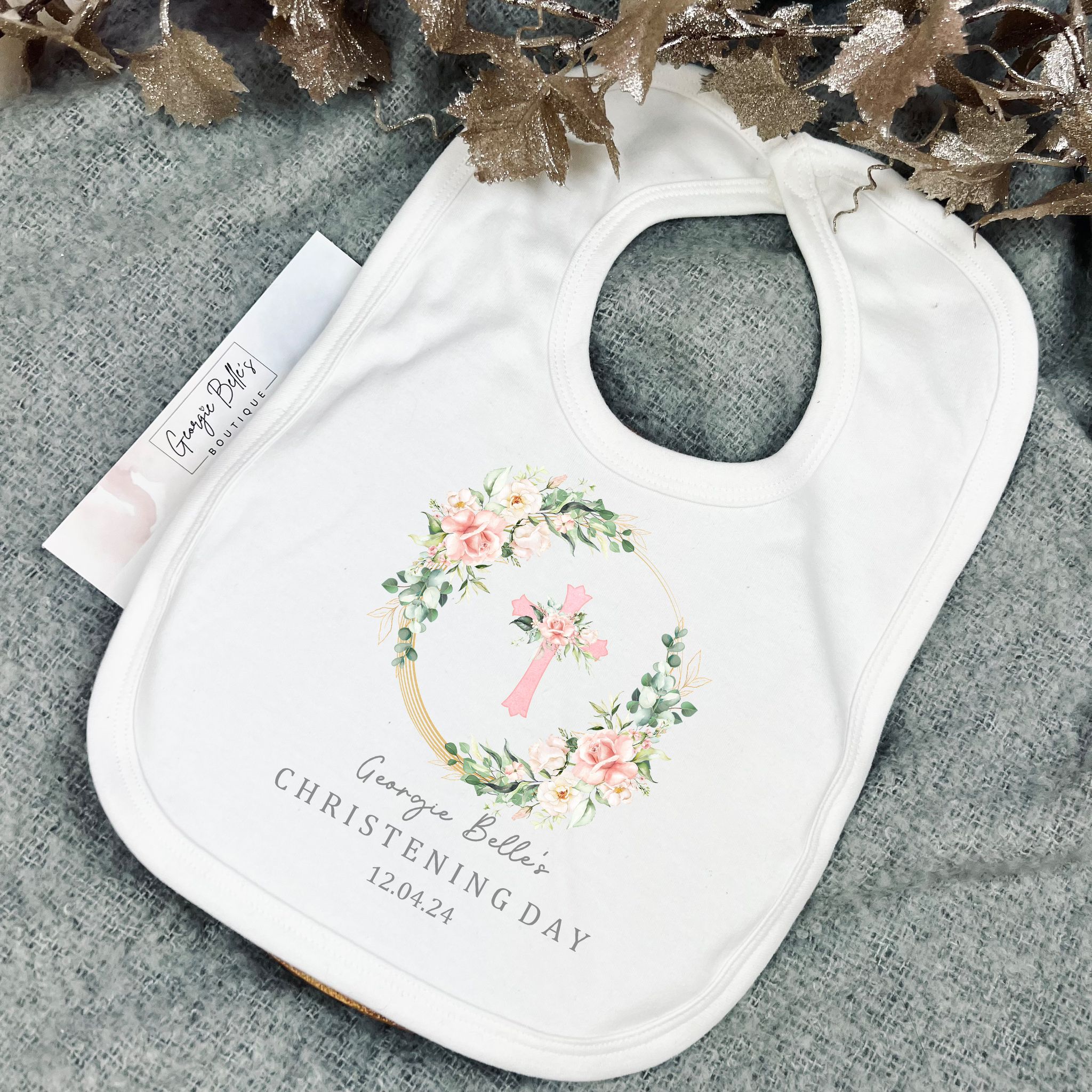 Personalised Christening Floral Design Vest/Babygrow