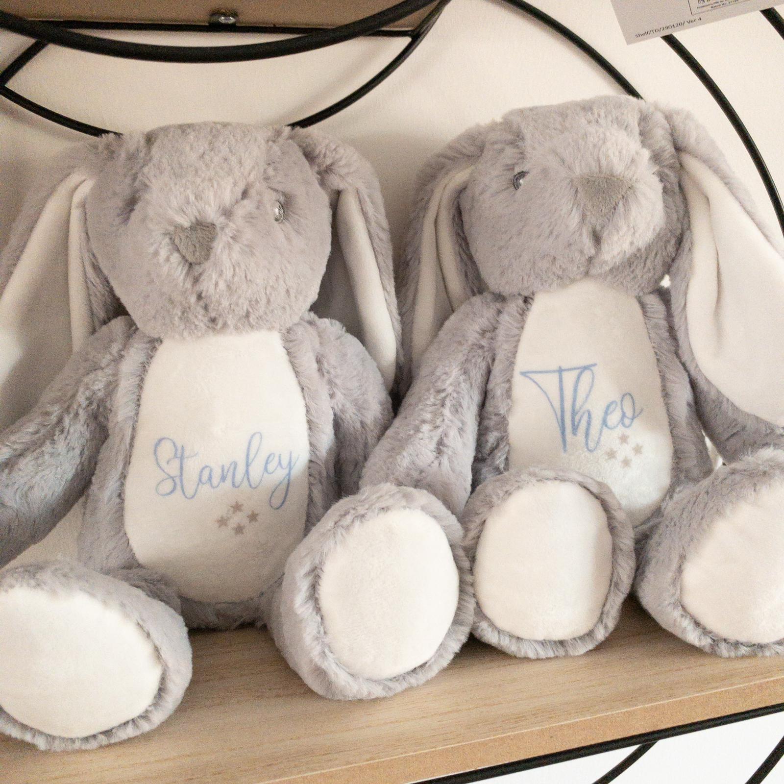 Blue Star Design Personalised Grey Bunny Soft Toys