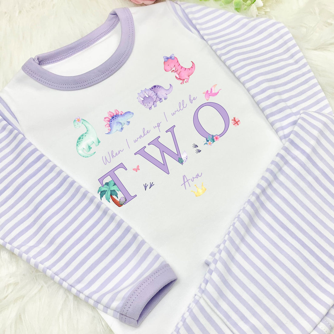 Girls Dinosaur Personalised Birthday Pyjamas