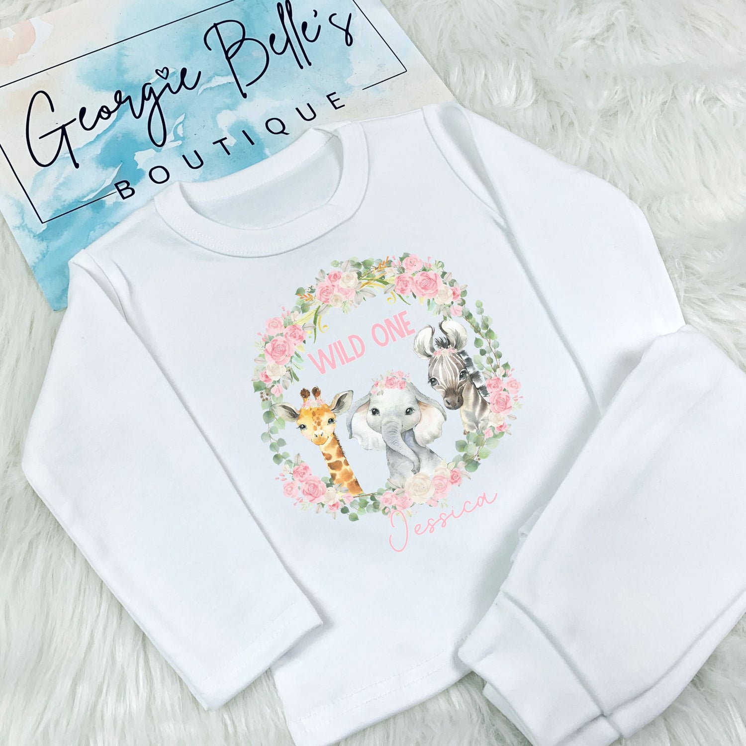 Personalised Birthday Pyjamas - Wild One Wreath Design