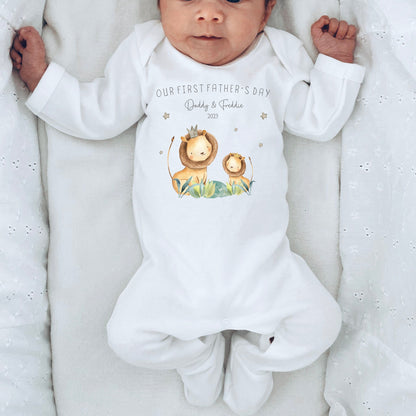 Fathers Day Personalised Babygrow- Lion Design