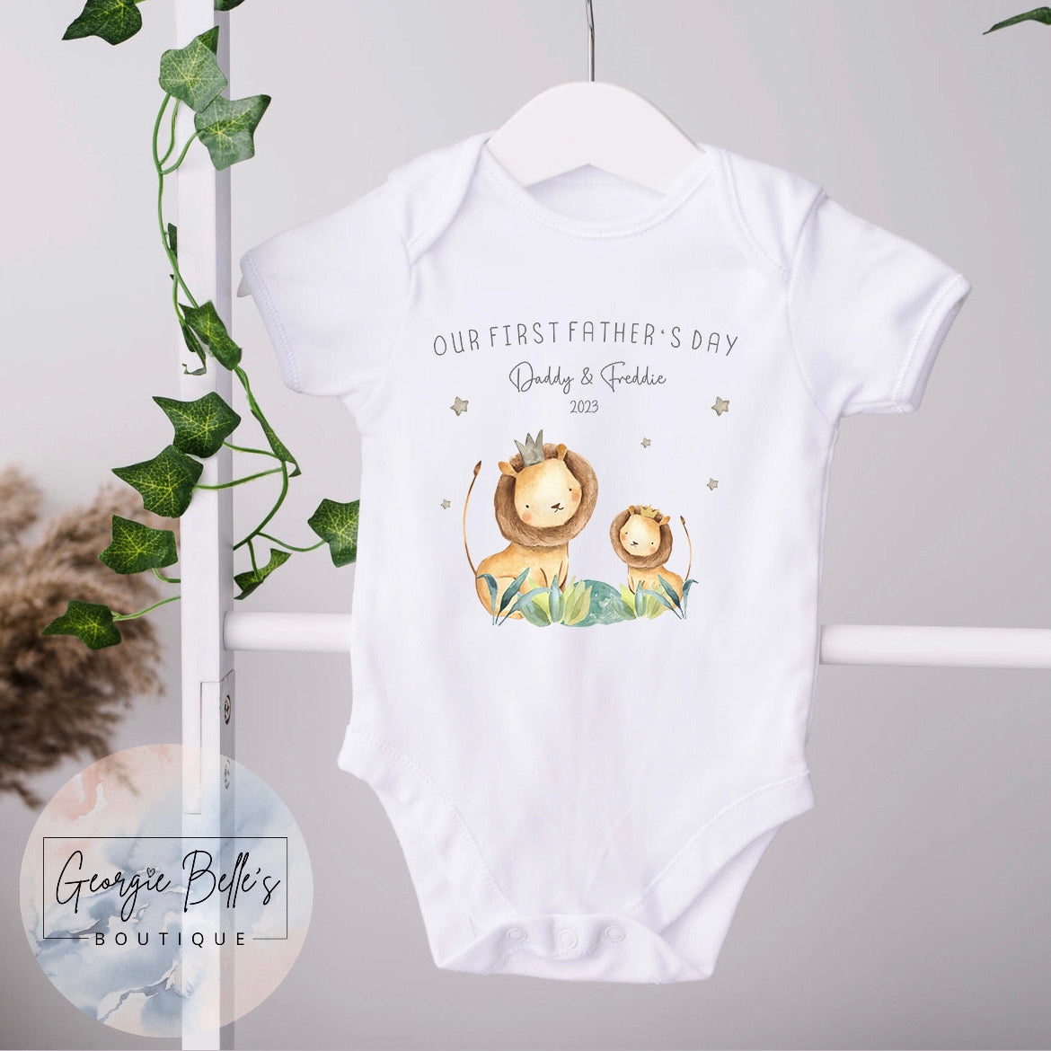 Fathers Day Personalised Babygrow- Lion Design