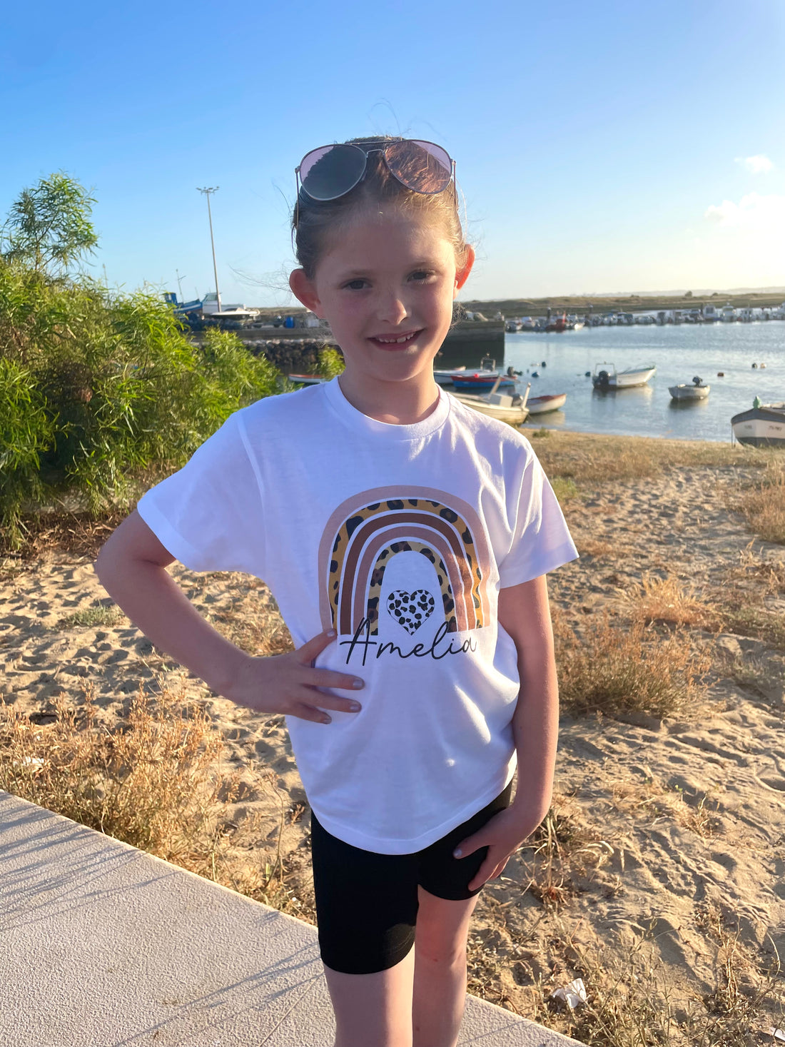 Personalised Leopard Print Rainbow T-Shirt