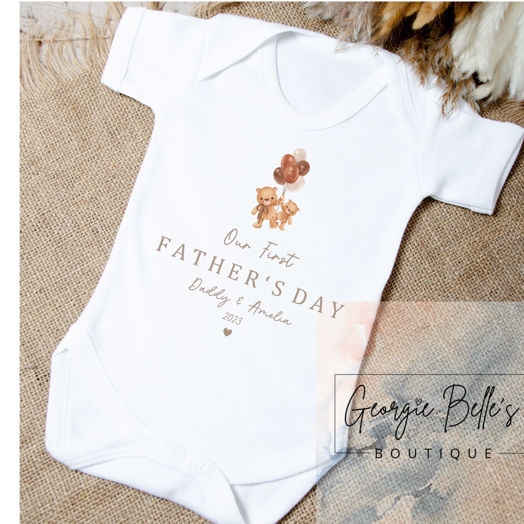 Fathers Day Personalised Babygrow- Teddy Design