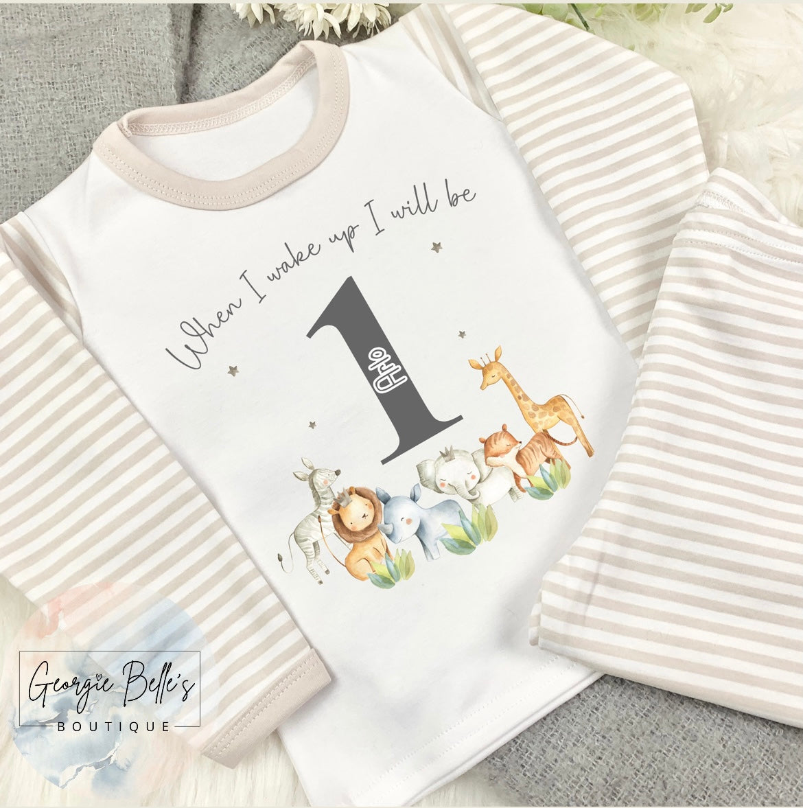 Personalised Birthday Pyjamas -  Safari Design