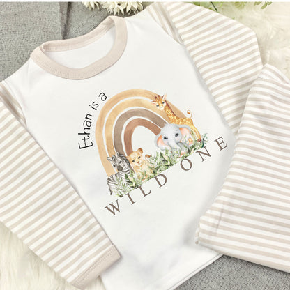 Personalised Birthday Pyjamas - Safari Rainbow Design